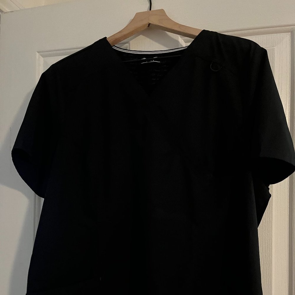 Elle V-Neck Scrub Top - Black (XL)-403